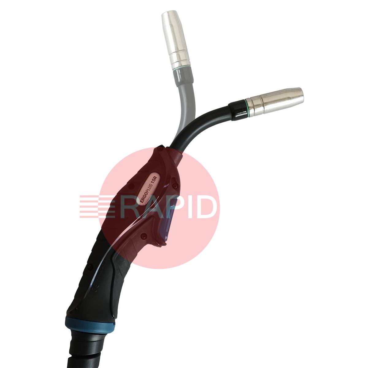 ERGOPLUS15R  Trafimet ERGOPLUS 15R Rotatable 45° Neck Air Cooled MIG Torch w/ Euro Connection, 180A CO2, 150A Mixed Gas